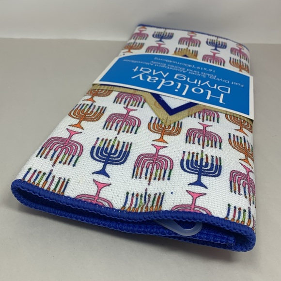 Hannukah Holiday Drying Mat Fast Drying, Absorbent Microfiber Folds new 16”x19” - Picture 5 of 9
